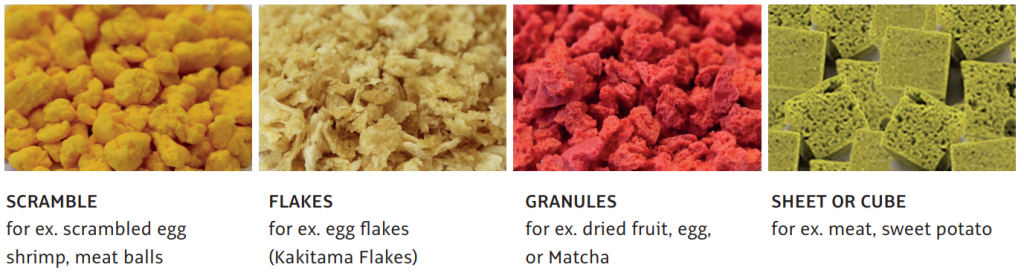 Examples of microwave dried products
